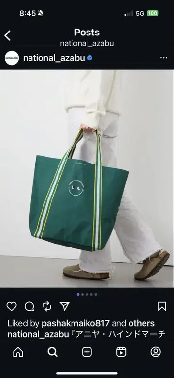 안야 힌드마치 내셔널 린넨 유니버셜 백 라지