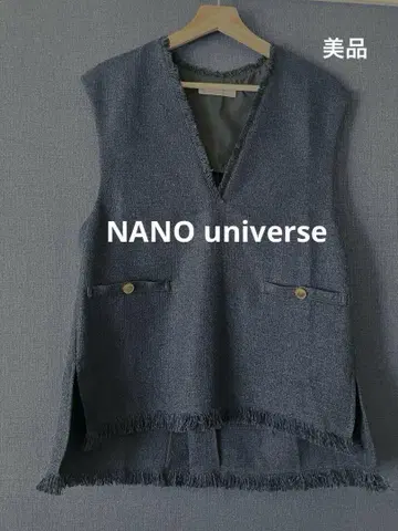 새상품급 NANO universe 나노 유니버스 트위드 베스트 네이비