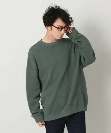 crepuscule 롱 슬리브 맨투맨 카노코 와플 그린