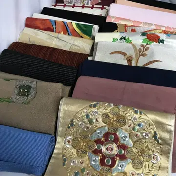 오비 일괄 20점 니부시키 오비 나고야 오비 금채 금실 순수 실크 목화