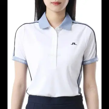 J.LINDEBERG 제이 린드버그 피케 셔츠 화이트/블루 M 사이즈