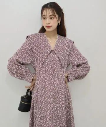 새상품급 BLUE EAST 빅 칼라 원피스 롱 원피스 핑크 M