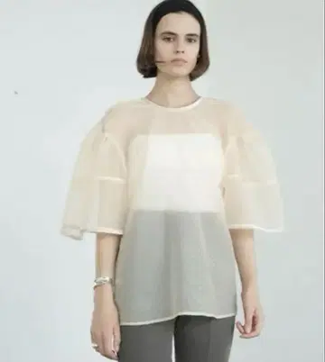 CLANE 벨로 파이핑 쉬어 블라우스