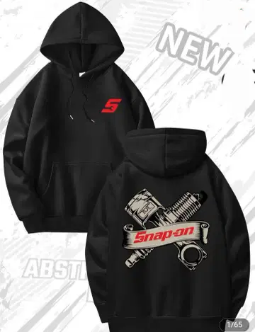 새상품 Snap-on 엔진 모티브 후드티 블랙 XL