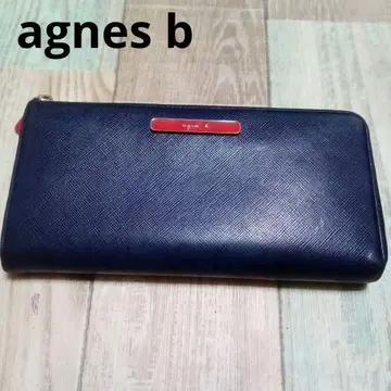 아네스베 agnes b 네이비 가죽 L자 지퍼 장지갑