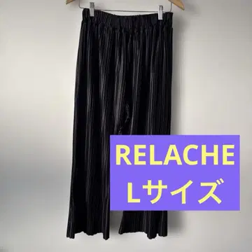여성용 블랙 플리츠 캐주얼 팬츠 L 사이즈