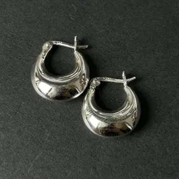 실버925 silver 심플 스몰 귀걸이/와이드/경량 연마 마감/양쪽 귀