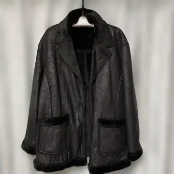 블랙 인조 모피 자켓