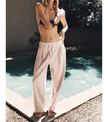 ZARA 자라 WIDE-LEG 팬츠 더블 허리 밴딩 S 새상품