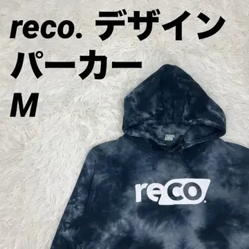 후드티 후드 reco.디자인 블루/화이트 타이다이 패턴 M 사이즈