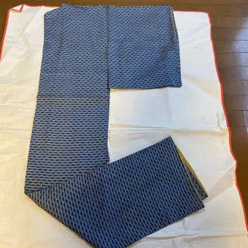 미사용 순수 실크 코몬 기모노 네이비