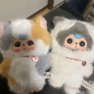 고양이 귀 봉제 인형 2체 세트 약 20cm