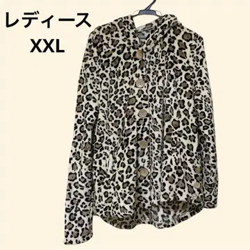 2XL 롱 후드티 레오파드 무늬 후드 부착 버튼 오버 사이즈 인기
