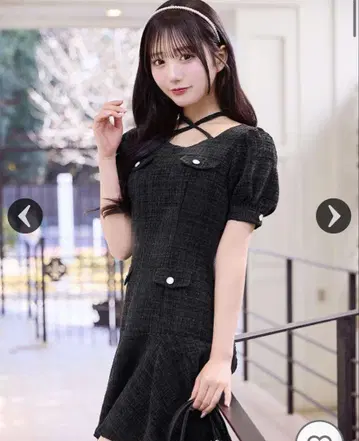 미셸 마카롱 트위드 플레어 원피스