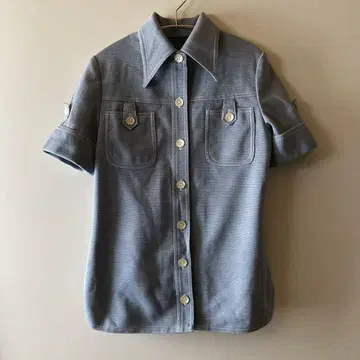 라이트 블루 반팔 셔츠 us vintage 60s 70s