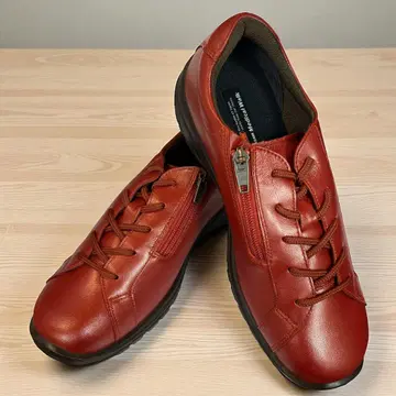미사용 아사히 메디컬 워크 24.5cm 4E 오렌지 메탈릭 소가죽