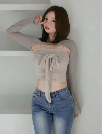 andmary 앤드마리 Shayla 리본 탑 베이지