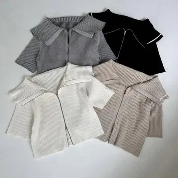 NICE CLAUP 더블 zip 세일러 니트