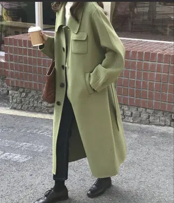 올리브 그린 롱 코트 M