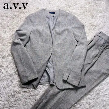 a.v.v 노카라 자켓 팬츠 수트 셋업 글렌체크 S XS