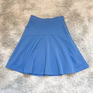 아쿠아걸 무릎 기장 플레어 스커트 S 블루 파랑 무지
