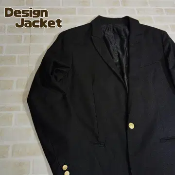 테일러드 자켓 블랙 골드 버튼 수트 블레이저 레이온