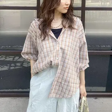 루즈 실루엣 체크 셔츠