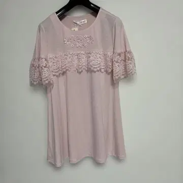 새상품 미사용 슈퍼 뷰티 핑크 꽃무늬 자수 레이스 튜닉 40