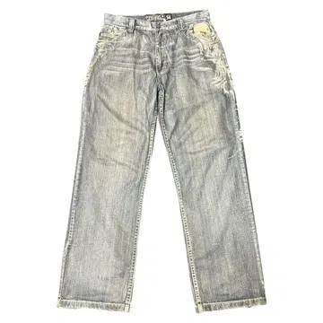 embroidery skull denim pants