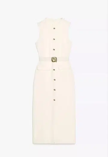 ZARA 크레이프 소재 벨트 포함 미디 기장 원피스