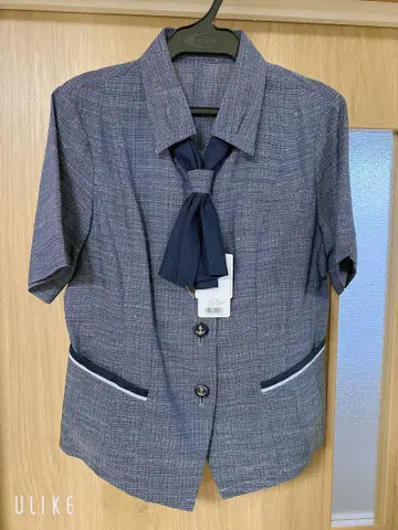 ENJOY 네이비 계열 리본 포함 셔츠