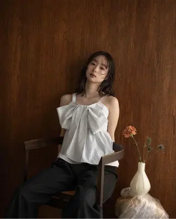 mideal 스트라이프 리본 뷔스티에