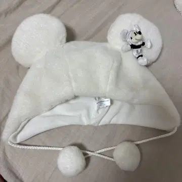 미키 봉제 인형 포함 화이트 모자