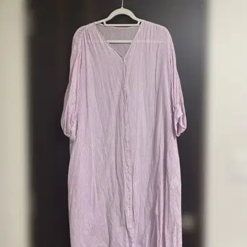 어반 리서치 도어즈 스트라이프 셔츠 원피스 V넥 7부 소매