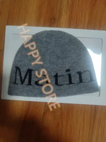 Matin kim 그레이 니트 모자 로고 남녀 공용