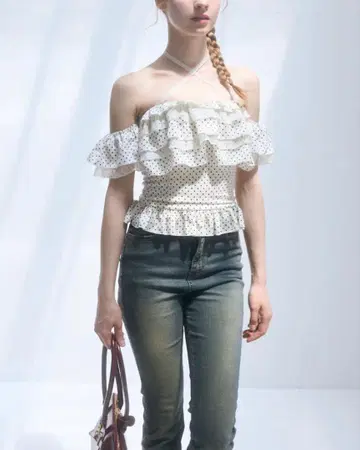 yilon 이로 DOT FRILL BLOUSE