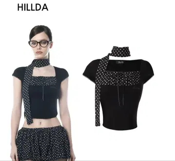 hillda 도트 무늬 상의