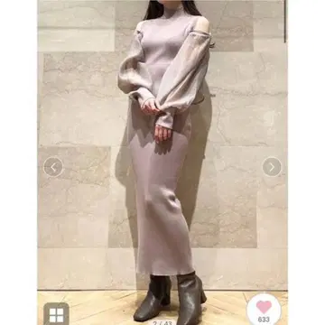 snidel 볼레로 콤비 니트 원피스 핑크 베이지