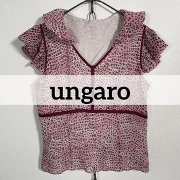 일본제 ungaro 올 패턴 지라프 기린 실크 프렌치 슬리브 실크 티셔츠