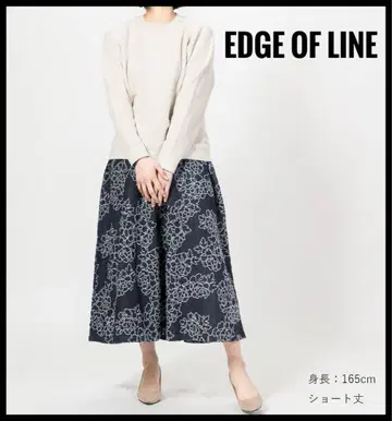EDGE OF LINE 꽃무늬 자카드 데님 스커트 인디고 숏 기장