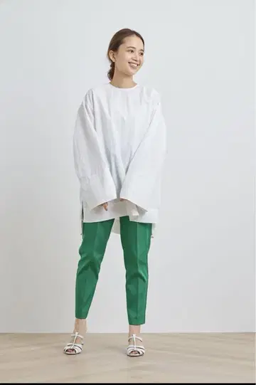 yori 샤이니 트윌 스틱 팬츠 36 그린