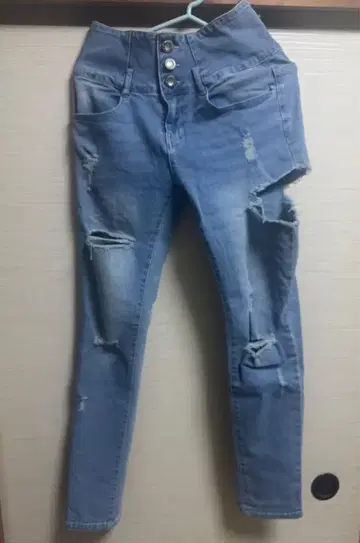 하이웨스트 데미지 스키니 청바지