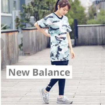 새상품 미사용 New Balance 카모플라쥬 패턴 맨투맨 원피스