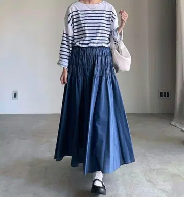 새상품 ARULLE 아르 데님풍 스커트 한치 차크라 서울리