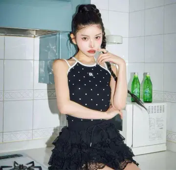 darich 파이핑 도트 여성용 민소매 상의