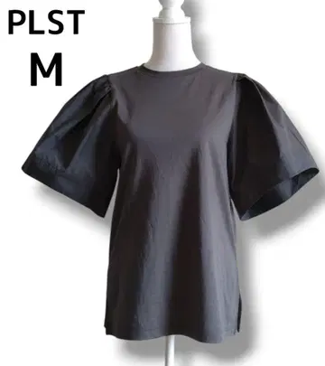 PLST 패브릭 콤비 플레어 슬리브 T셔츠 M