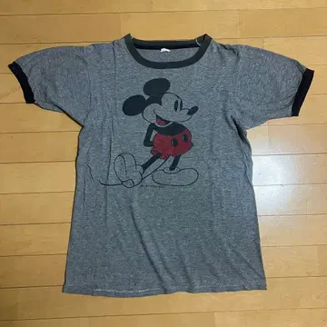 70s 80s USA 디즈니 미키 화이트 링거 티셔츠 구제 의류