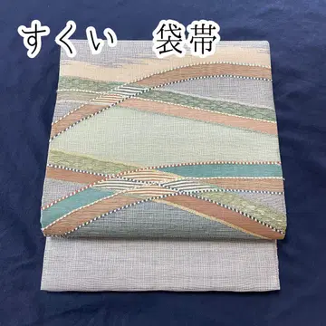 후쿠로 오비 순수 실크 수이 모던 금실 샤레 오비 비침