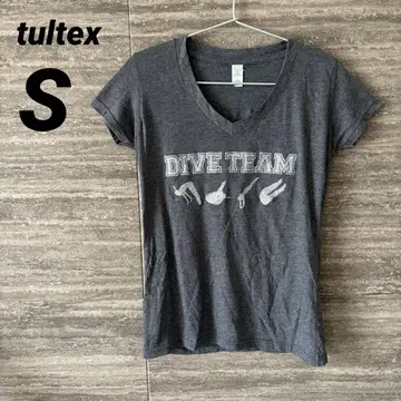 tultex V넥 로고 T셔츠 그레이 여성용 새상품급 S