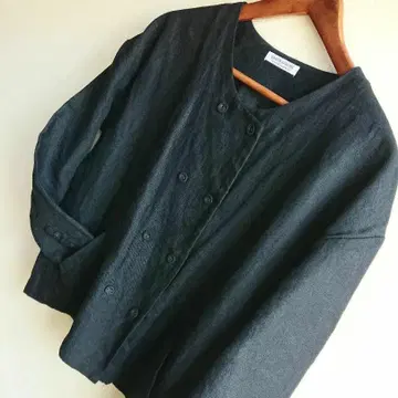 캐틀세존 린넨 노카라 자켓 다크 네이비 린넨